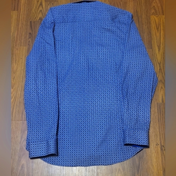 Soul of London Men's Dress Shirt 16.5 | Blue Pattern | Modern Fit - Picture 4 of 7